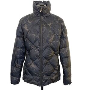 Columbia Icy Heights II Women's Down Puffer Jacket Black Leafscape Print Medium